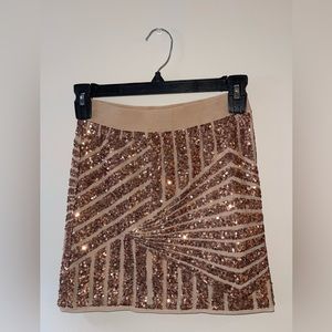 BCBGMaxAzria Brown Sequin/Rhinestone Embellishment Mini Skirt - XS
